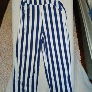 Navy and White Striped Jumpsuit